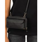 Helga valódi bőr női pénztárca és mobiltelefon táska fehér virágmintás