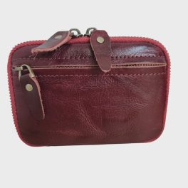 Bőr kulcstartó irattartó cipzáras prémium bordó