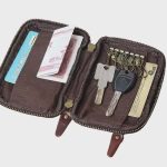 Bőr kulcstartó irattartó cipzáras prémium bordó