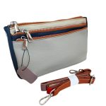 Valódi bőr női táska sok zsebbel szürke barna kék