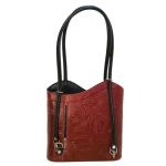 Liána valódi bőr női válltáska és hátizsák bordó fekete többfunkciós