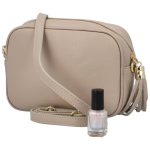 Italy valódi Bőr Női táska bézs kisméretű prémium olasz