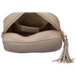 Italy valódi Bőr Női táska bézs kisméretű prémium olasz