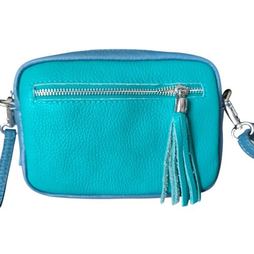 Valódi Bőr Női táska türkiz színű kisméretű