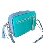 Valódi Bőr Női táska türkiz színű kisméretű