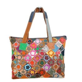   Aletta valódi bőr női táska nagyméretű egyedi színes patchwork