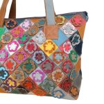 Aletta valódi bőr női táska nagyméretű egyedi színes patchwork