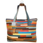 Aletta valódi bőr női táska nagyméretű egyedi színes patchwork
