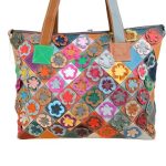 Aletta valódi bőr női táska nagyméretű egyedi színes patchwork