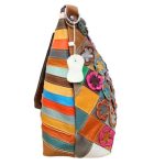 Aletta valódi bőr női táska nagyméretű egyedi színes patchwork