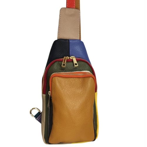 Betti valódi bőr női táska színes egyedi különleges crossbody barna sárga