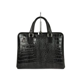   Valódi bőr női irattáska fekete aktatáska Camilla kroko mintás