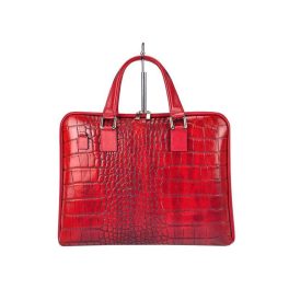   Valódi bőr női laptop táska irattáska piros Camilla kroko mintás
