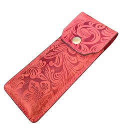   Valódi bőr tolltartó piros nyomott virágmintás különleges 4-5 tollnak