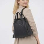 Norina valódi bőr női hátizsák fekete színű prémium