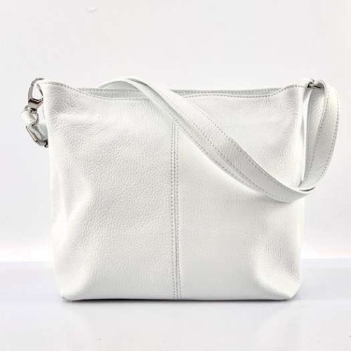Ágota valódi bőr női táska fehér színben 35 cm