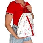 Odett valódi bőr női hátizsák virágmintás fehér