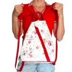 Odett valódi bőr női hátizsák virágmintás fehér