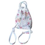 Odett valódi bőr női hátizsák virágmintás fehér