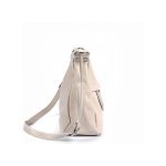 Valódi bőr női válltáska bézs krém színű közepes méretű