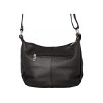 Valódi bőr női válltáska fekete színű közepes méretű