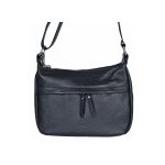 Almanda valódi bőr női táska sötétkék színben közepes méretű