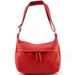 Valódi bőr női táska piros színben több zsebbel