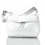 Almanda valódi bőr női táska fehér színben közepes méretű