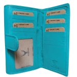 Hunter női bőr pénztárca türkiz színben sok kártyatartós RFID védelemmel