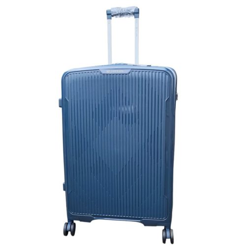 Fekete bőrönd M-es méret közepes keményfalú 63 cm 20 kg-os
