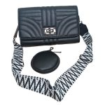 Elegáns fekete női válltáska ezüst csattal