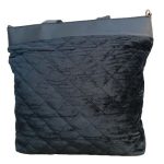 Detti nagyméretű fekete női kézitáska tote plüssös