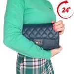 Edvina sötétkék női táska elegáns steppelt