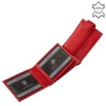 Női pénztárca kisméretű piros valódi bőr RFID díszdobozban