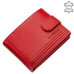 Női pénztárca kisméretű piros valódi bőr RFID díszdobozban