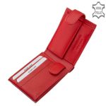 Női pénztárca kisméretű piros valódi bőr RFID díszdobozban