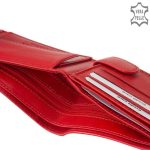 Női pénztárca kisméretű piros valódi bőr RFID díszdobozban
