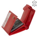 Női pénztárca kisméretű piros valódi bőr RFID díszdobozban