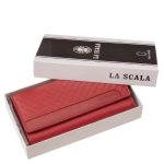 La Scala valódi bőr női pénztárca piros sok kártyatartós Luxury