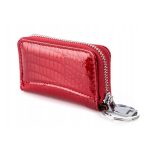 Női bőr kulcstartó piros lakk cipzáras Jennifer Jones kisméretű